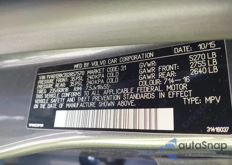 2016 Volvo Xc60 T5 Premier из США, поврежденный, VIN YV4612RK2G2857570